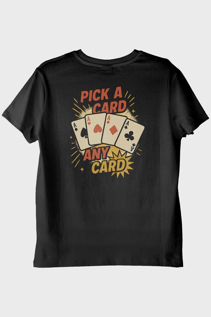 Kart Seç Desenli Siyah Tişört