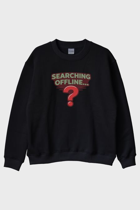 Searching Offline Siyah Bisiklet Yaka Sweatshirt
