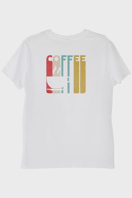 COFFEE Retro Vintage Tasarım Baskılı Beyaz Tişört