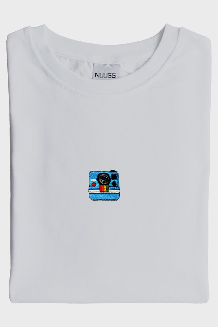 Polaroid Kamera Desenli Nakış Tişört