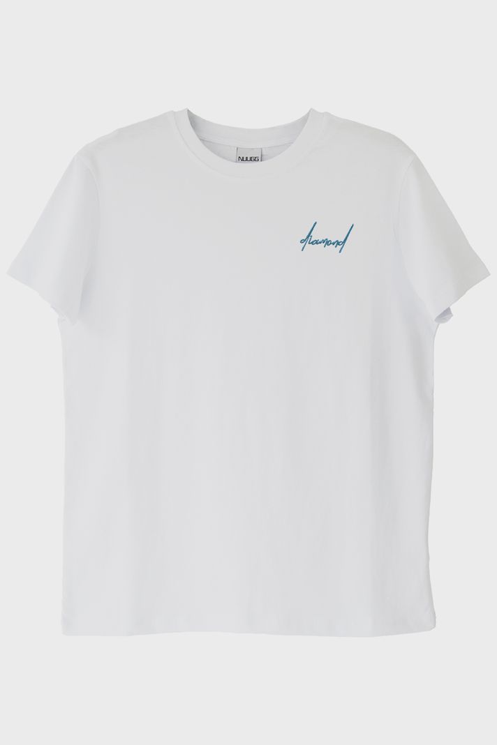 El Yazısı Diamond Beyaz Nakış Tişört