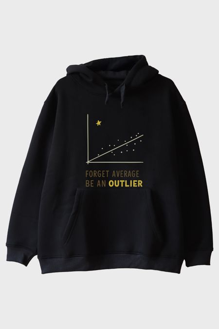 Unutulmaz Olun: Be an Outlier Mesajlı Minimalist Siyah Hoodie