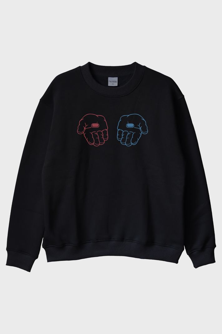 Red or Blue Pill Sci-Fi Baskılı Siyah Bisiklet Yaka Sweatshirt