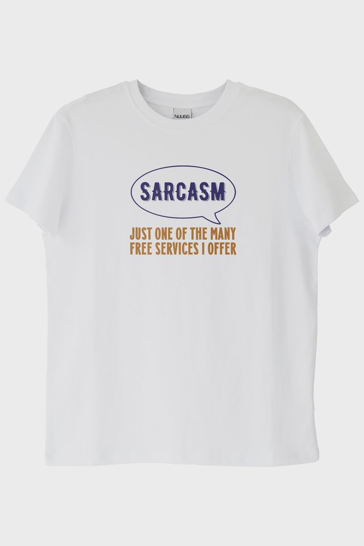 Sarcasm Baskılı Tasarım Beyaz Tişört