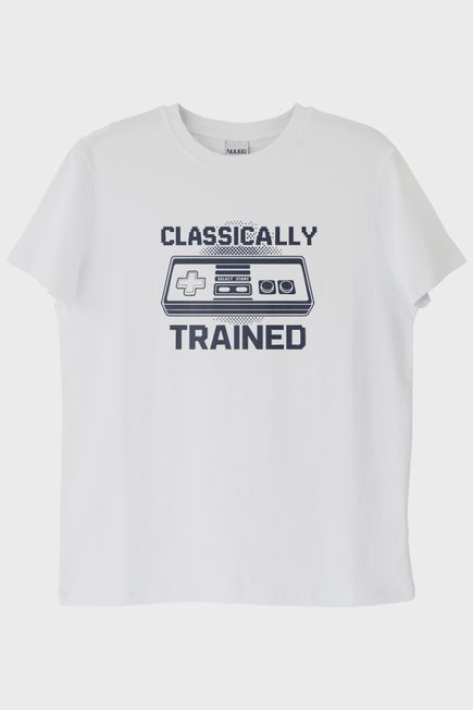 Classically Trained Retro Oyun Konsolu Baskılı Beyaz Tişört