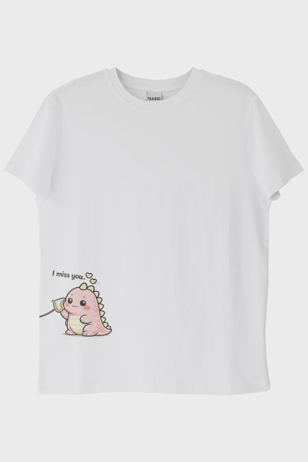 I Miss You Dinozor Beyaz Tişört