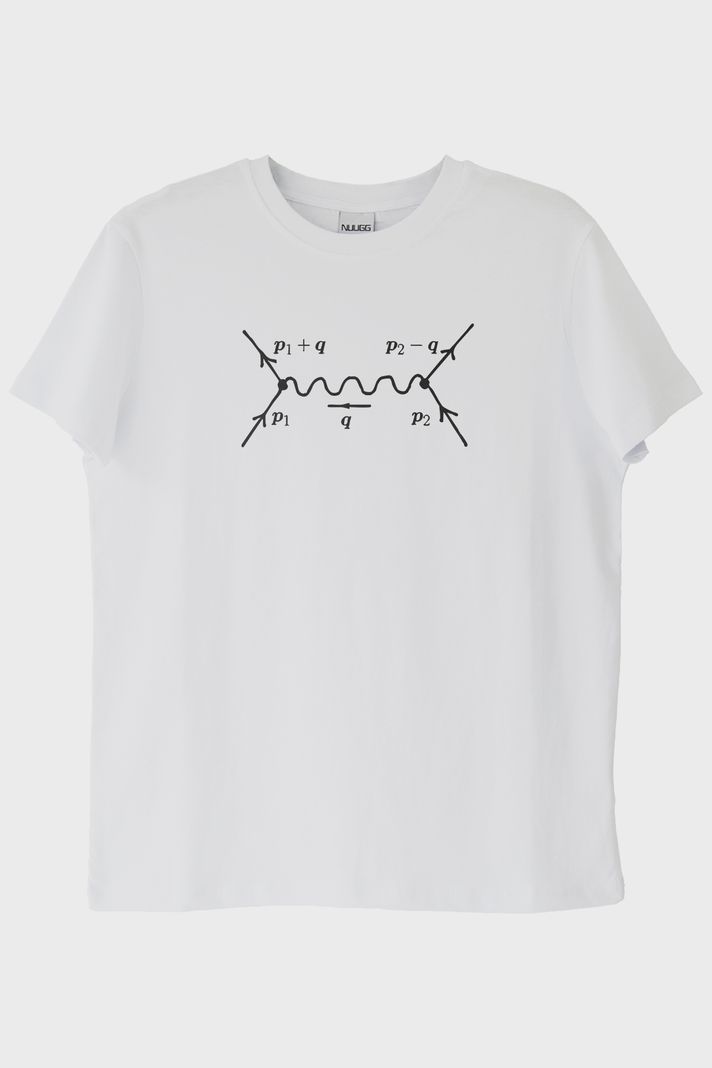 Feynman Diyagramı Baskılı Bilim Temalı Beyaz Tişört