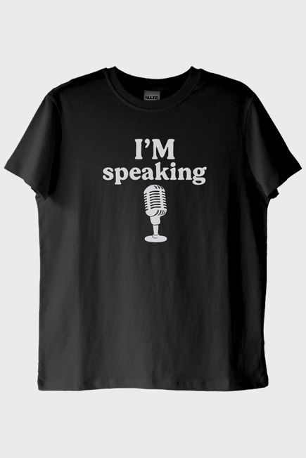 I'm Speaking Tasarım Baskılı Siyah Tişört