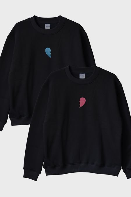 Yarım Kalp Tasarımlı Çift Kombini Tişörtü - Sevgililer Günü Hediyesi