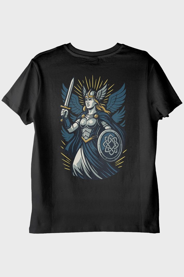 Valkyrie Figürlü Siyah Tişört