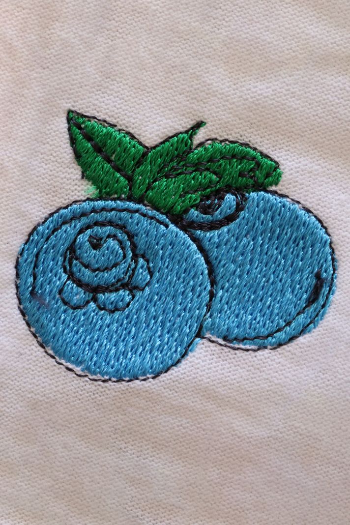 Mavi Yaban Mersini Desenli Nakış Tişört