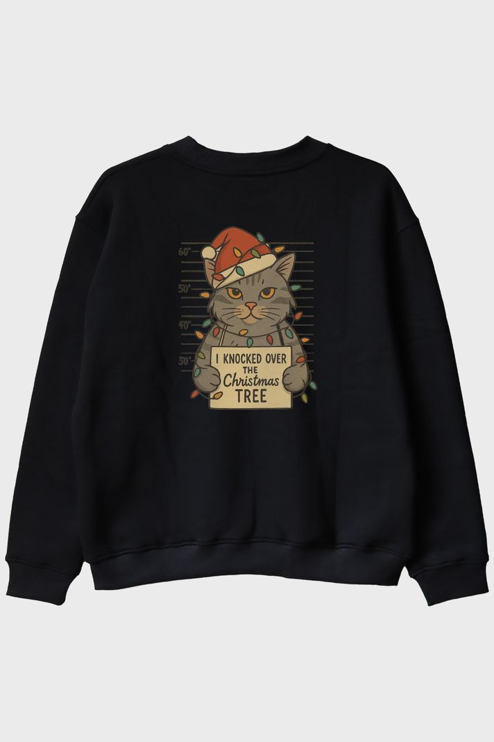 I Knocked the Tree Siyah Bisiklet Yaka Sweatshirt