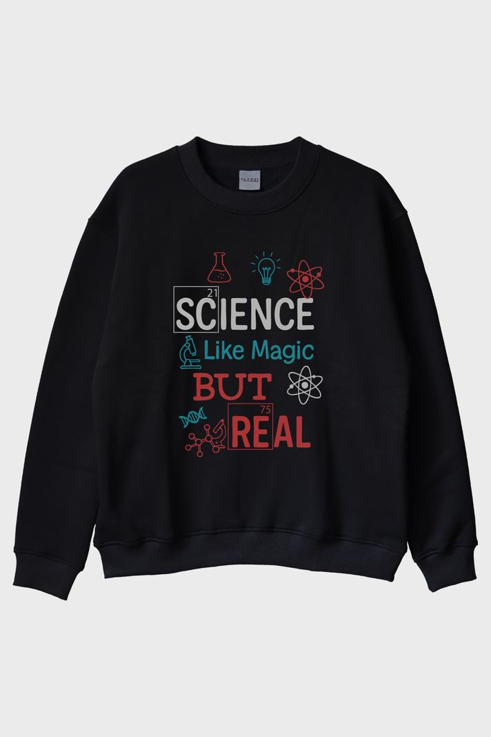 Science Like Magic Siyah Bisiklet Yaka Sweatshirt
