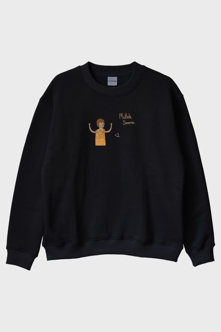 +2 Bilgelik Siyah Bisiklet Yaka Sweatshirt