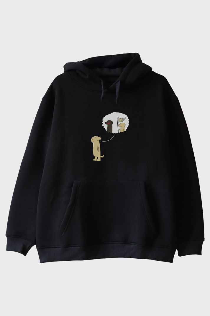 Geldim Gördüm Havladım Siyah Hoodie ön görsel