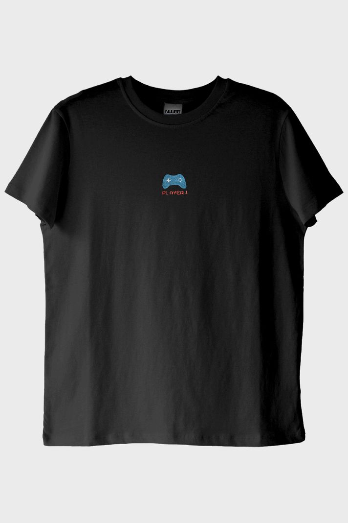 Player 1 ve Player 2 Çift Kombin Siyah T-Shirt - Sevgililer Günü Hediyesi - Gamer, oyuncu hediyesi