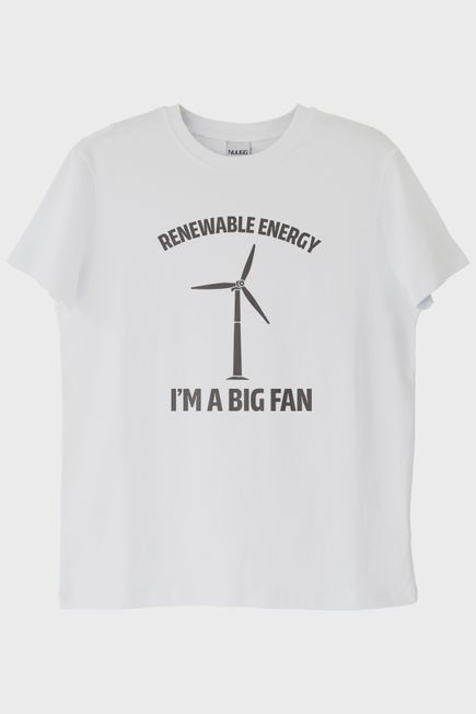 I&#039;m a Big Fan Baskılı Yenilenebilir Enerji Temalı Beyaz Tişört