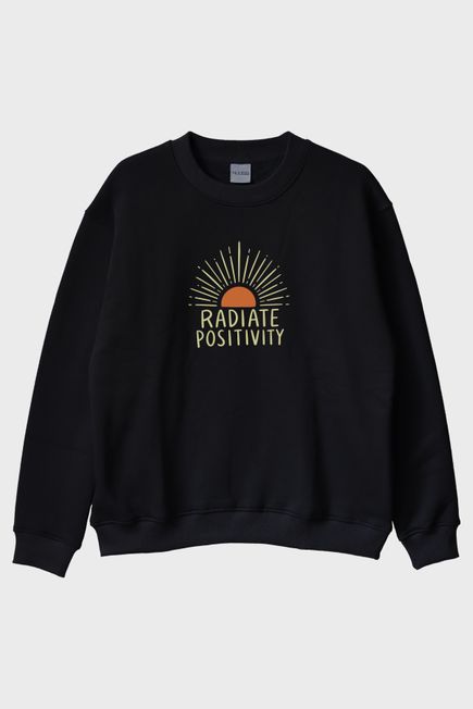 Radiate Positivity Siyah Bisiklet Yaka Sweatshirt