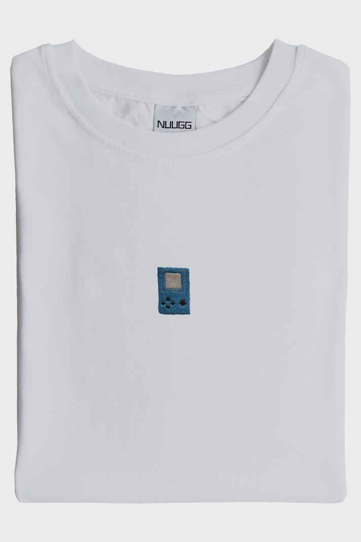 Mavi El Atarisi Desenli Nakış Tişört