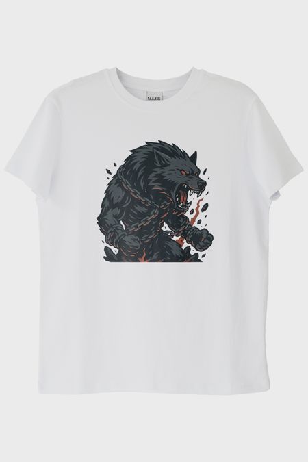 Fenrir Canavar Beyaz Tişört