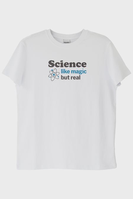 Science like Magic but Real Baskılı Bilim Temalı Beyaz Tişört