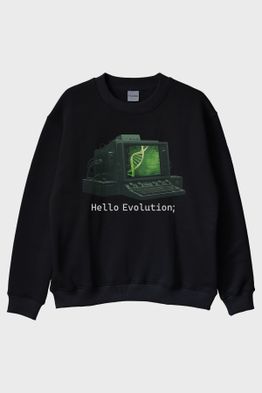 Hello Evolution Siyah Bisiklet Yaka Sweatshirt