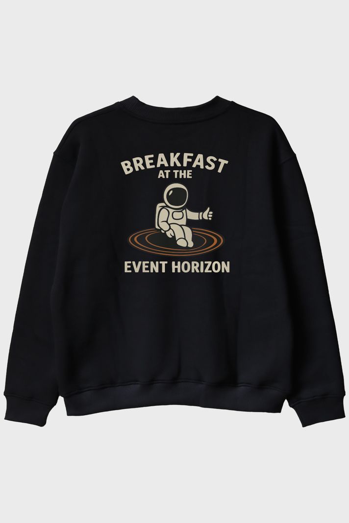 Event Horizon Astronot Siyah Bisiklet Yaka Sweatshirt