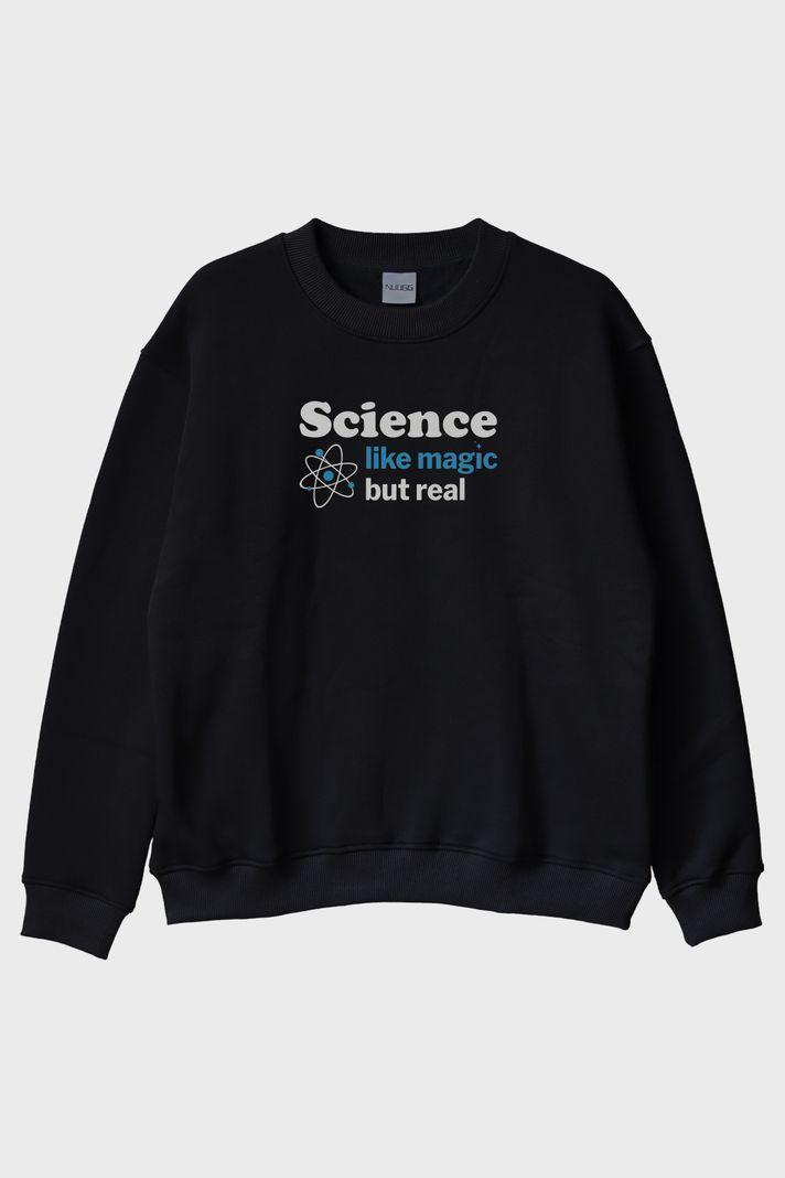 Science like Magic but Real Baskılı Bilim Temalı Bisiklet Yaka Sweatshirt