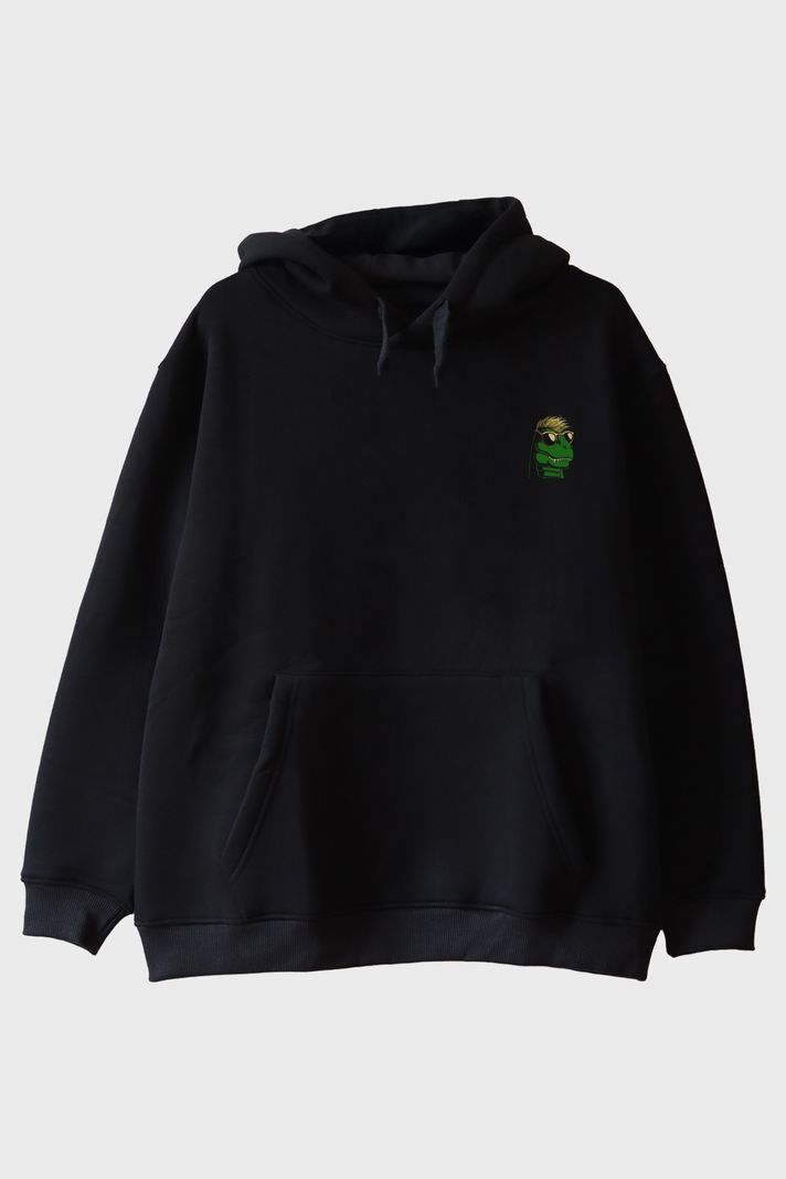 En Havalı Yırtıcı Siyah Hoodie
