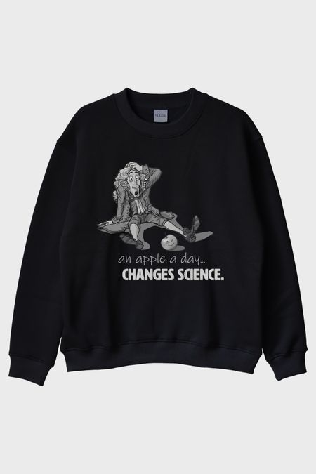 Newton's Happy Apple Siyah Bisiklet Yaka Sweatshirt