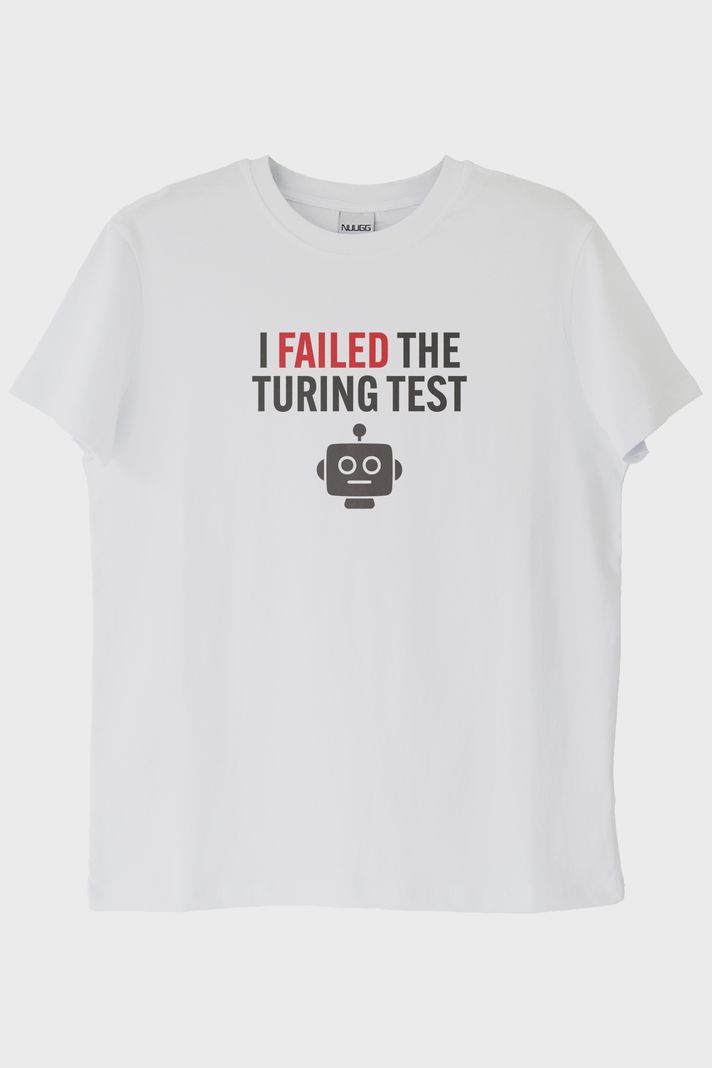 I Failed The Turing Test Robot İkonlu Baskılı Beyaz Tişört