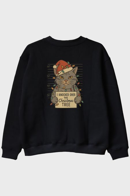 I Knocked the Tree Siyah Bisiklet Yaka Sweatshirt