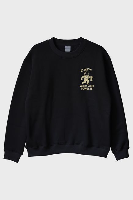 Havlunu Asla Unutma Siyah Bisiklet Yaka Sweatshirt