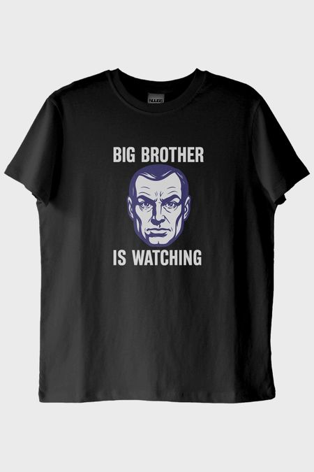 Big Brother is Watching Baskılı Distopik Siyah T-Shirt