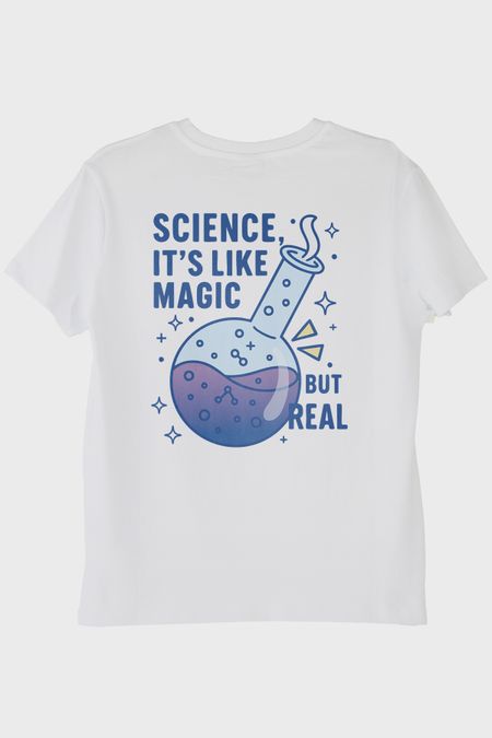 Bilim ve Sihirin Eğlenceli Buluşması Beyaz Tişört