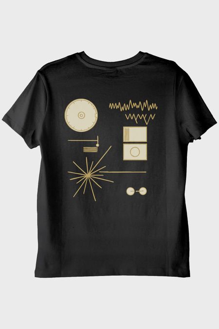 Golden Record Uzay Temalı Minimalist Bilim Siyah Tişört