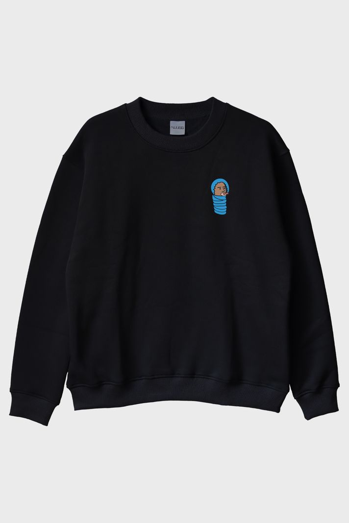 İnsan Bebek Siyah Bisiklet Yaka Sweatshirt