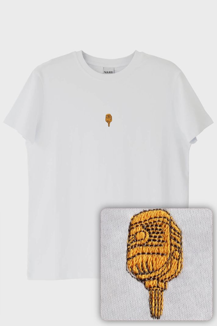 Altın Mikrofon İşlemeli Müzik T-Shirt