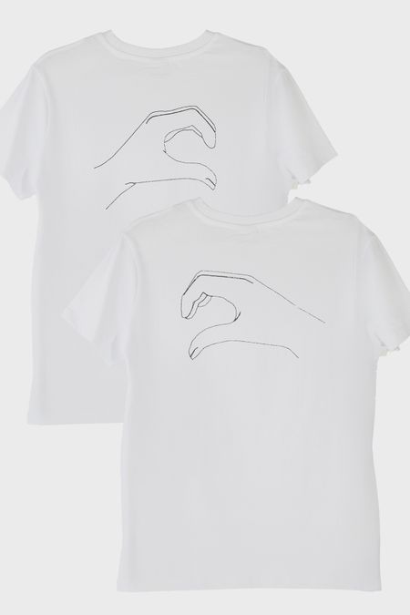 Kalp Eller Desenli Çift Kombini Tişört