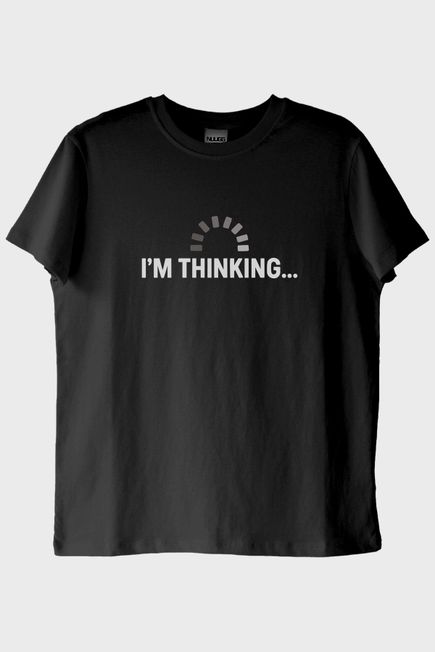 I'm Thinking Baskılı Teknik Mizahi Siyah Tişört