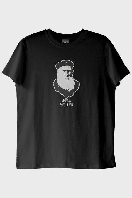 Vive La Evolución Baskılı Tarihi Figür Siyah Tişört