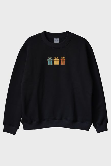 Renkli Hediyeler Siyah Bisiklet Yaka Sweatshirt