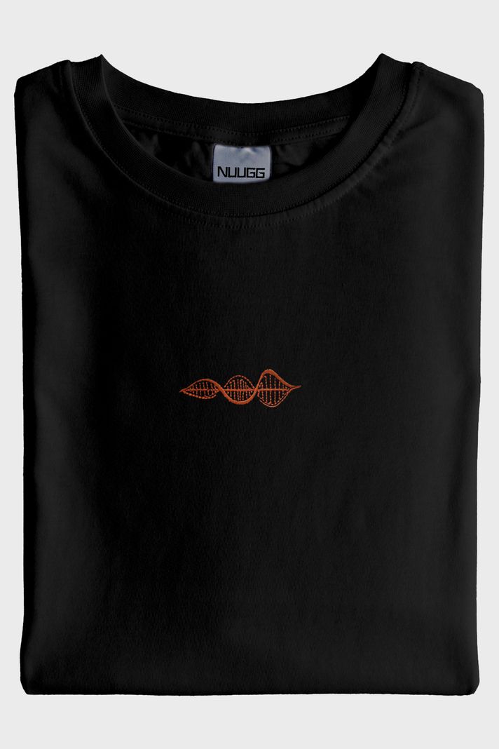 Turuncu DNA Nakışlı Siyah Tişört