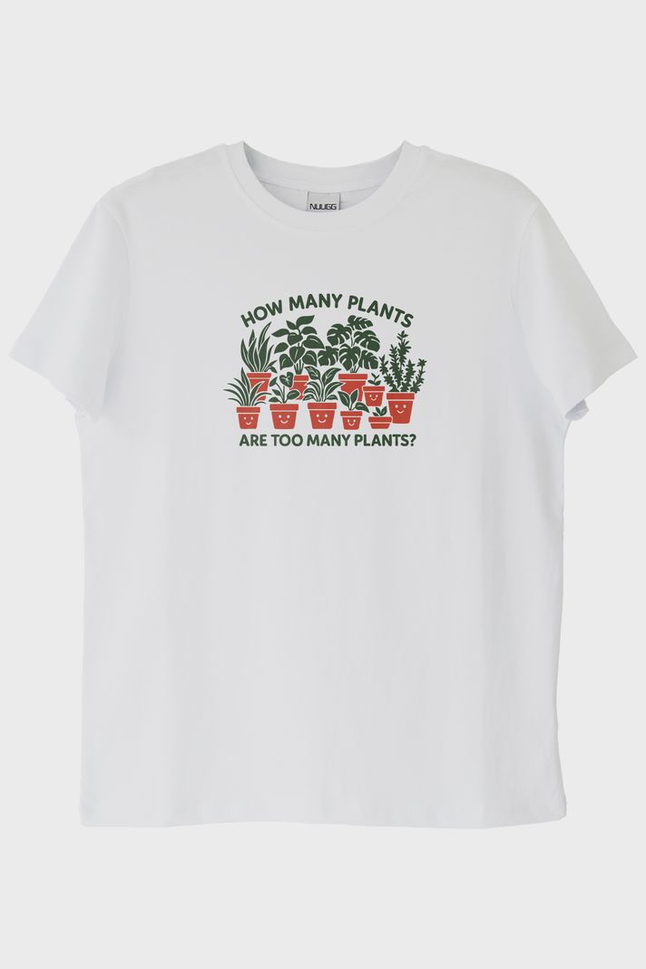 How Many Plants Baskılı Mizahi Bitki Beyaz Tişört