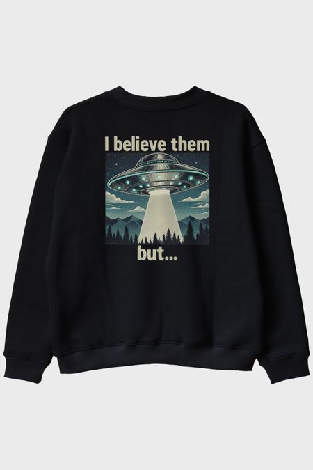 I Believe Them But Siyah Bisiklet Yaka Sweatshirt