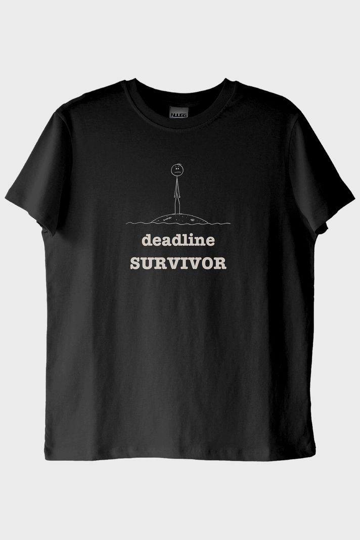 Deadline Survivor Siyah Tişört ön görsel