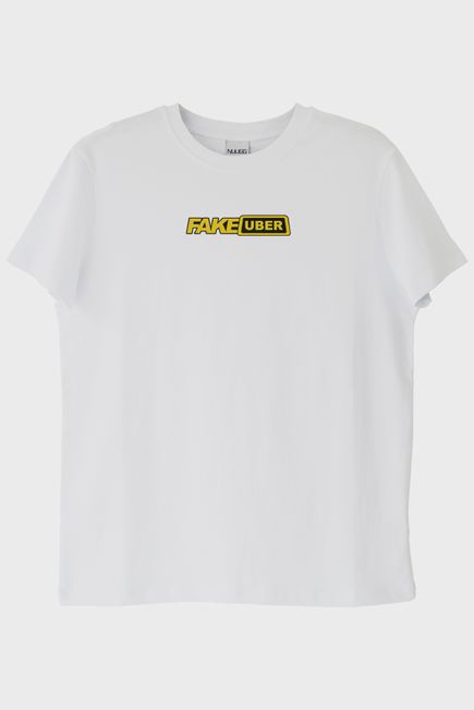 Fake Uber Mizahi Beyaz Tişört