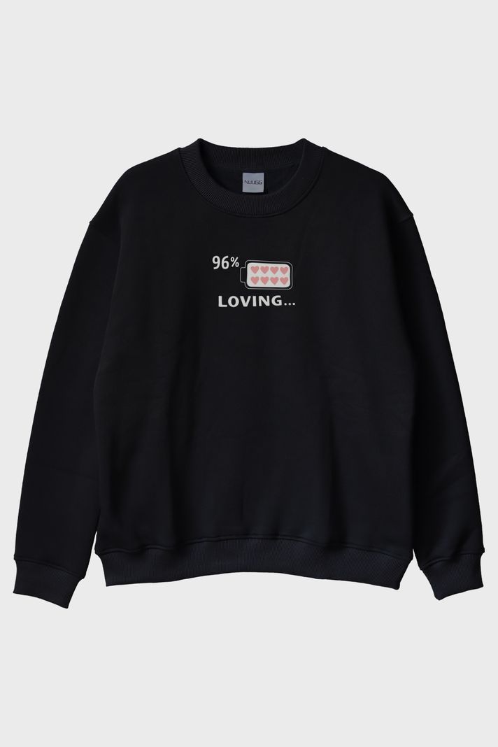 Lover Loving Çift Siyah Bisiklet Yaka Sweatshirt Seti