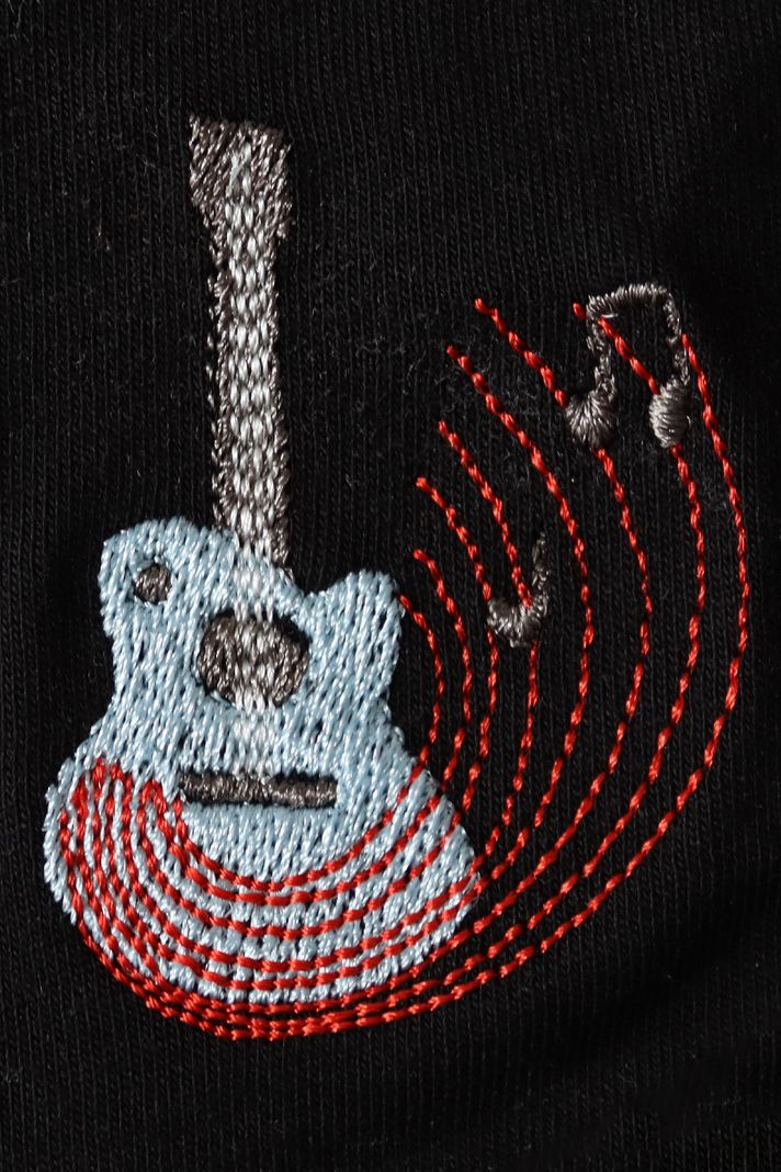 Gitar Notalı Nakış Müzik Hoodie