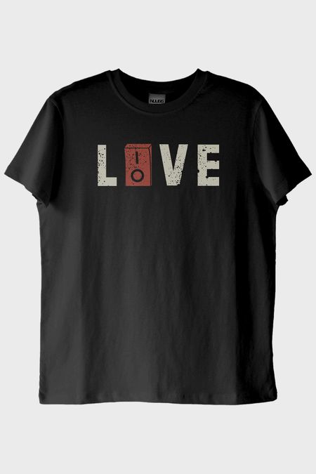 LIOVE Elektrik Düğmeli Baskili Modern Tişört